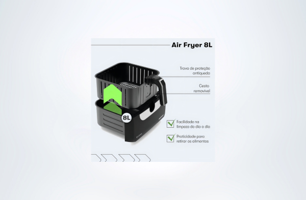 Fritadeira Elétrica Air Fryer 8l Itatiaia - Image 4